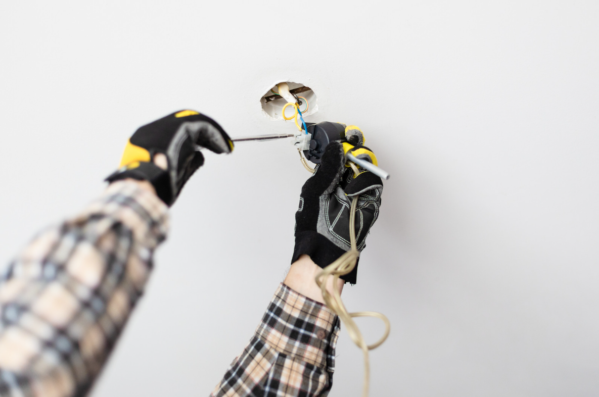 Licensed electrician at work in the Raleigh Triangle