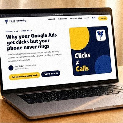 Blog article open on a laptop with a yellow mug